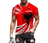 Mappa E Stemma Dell'Albania Eagle Patriot Maglietta T-Shirt Manica Corta Magliette Basic Girocollo Maglietta Uomo Tee T-Shirt per Hip-Hop Sport Palestra XL