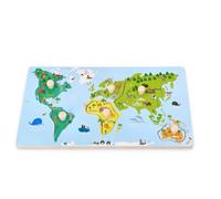 Mappa educativa del mondo in legno per bambini