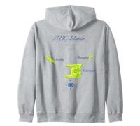 Mappa Isole ABC Aruba Bonaire Curaçao Felpa con Cappuccio