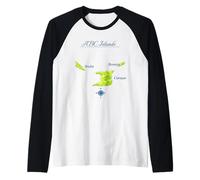 Mappa Isole ABC Aruba Bonaire Curaçao Maglia con Maniche Raglan