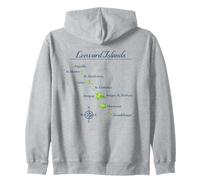 Mappa Isole Sottovento Antigua St Martin Brabuda Felpa con Cappuccio