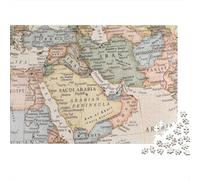 Mappa Medio Oriente Puzzle 1000 Pezzi per Adulti Carta Geografia Vintage Gioco di Puzzle 1000 Pezzi Relax Famiglia Decorazione Casa Regalo 52x38cm/1000pcs