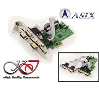 Mappa PCIE SERIE RS232 4 PORTE COM DB9 LOW HIGH PROFILO SCELTA TENSIONE 5V 12V