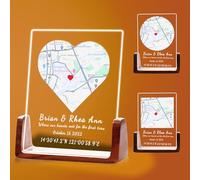 Mappa Placca Personalizzata Dove tutto è iniziato- regalo fidanzati personalizzato - idea regalo per lui idee - Regalo Natale personalizzato, Luogo del Primo Incontro Regali (4 taglie: 15-25 cm)