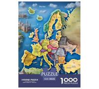 Mappa politica dell'Europa Puzzle Adulto Jigsaw Geografia 1000 Pezzi Per Gioco Familiare Divertimento Gioco Regalo Per Amore E Amico Decorazione Interna Unica Stress Relief 38x26cm/1000pcs