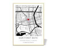 Mappa Poster personalizzato per coppia Cuore Dove tutto è iniziato, Luogo dell'incontro, data dell'incontro, Nom personalizzabile, regalo Uomo Donna, San Valentino, Innamorati Regalo di coppia