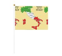 Mappa regionale dell'Italia con bandierine colorate da sventolare a mano, confezione da 6 e 10 bandiere, palmare su bastone, per sfilate, feste, bar, compleanni