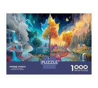 Mappa stagionale 1000 Pezzi Puzzle Antidepressione in Cartone Spesso Per Viaggi O Tranquillità Città magica alberi un'idea Regalo Geniale Per Festività Come Natale O Compleanno 38x26cm/1000pcs
