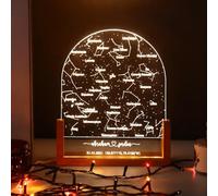 Mappa Stellare Personalizzata Con Luce,Personalizzata Mappa Costellazioni Primo Incontro,Luce Notturna,dove Tutto Ebbe Inizio,Lampada Personalizzata San Valentino,Regalo Coppia (153x203x5mm,3colore)