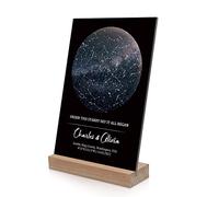 Mappa stellare personalizzata, Mappa costellazione stellare personalizzata Plexiglass Acrilico Trasparente, Idea Regalo San Valentino Anniversario(cielo notturno)