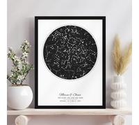 Mappa stellare personalizzata per data, stampa del cielo notturno personalizzata con cornice, regalo per anniversario di matrimonio per coppia (21 x 29,7 cm)