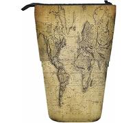 Mappa telescopica astuccio per cancelleria penne scatola portaoggetti con chiusura a cerniera per donne uomini ragazzi ragazze mondo terra antica navigazione vintage globale oceano viaggi retro grafi