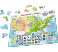 Mappa The Stati Uniti, Con Stato Distintivi - Puzzle 29x37cm K36