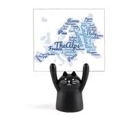 Mappa UE Landmark Geografia wordcloud Memo Holder Cartoon Black Cat Stand Decorazione