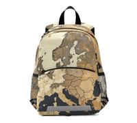Mappa Vintage Europa Beige Marrone Zainetto per L'asilo 3-8 Anni,Zaino Scolastico per Bambini e Bimbi Piccoli,Motivo Cartone Animato
