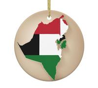 Mappa01 Bandiera degli Emirati Arabi Uniti Stampa Personalizzata Decorazioni Albero di Natale, Ciondoli in Ceramica di Natale, Decorazioni Creative per la Casa