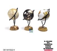 MAPPAMONDO CON BASE IN FERRO E LEGNO CM 14X15X22 H PER ARREDAMENTO INTERNO