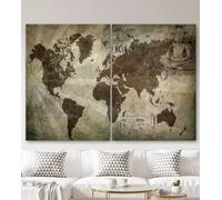 Mappamondo Immagine Tela Moderno Astratto Nero Braun Arte Stampa Abitare Deko