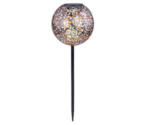 Mappamondo solare a luce solare per esterni globo orientale a innesto color argento, con effetto luce e picchetto a terra, 1x LED 3000 Kelvin, DxH 18,5x54 cm