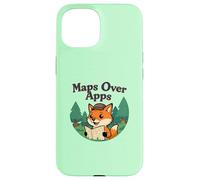 Mappe Sopra App Divertente Volpe Con Mappa Outdoor Explorer Custodia per iPhone 15