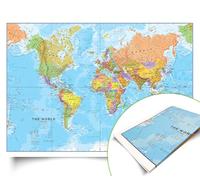 Maps International - Mappa del mondo - Carta artistica in seta Aggiornato 2025 - Formato piegato - 84,1 cm (larghezza) x 59,4 cm (altezza)