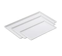 MAQA 1 pz Vassoio rettangolare in melamina con bordi, vassoio bianco senza manici varie misure, vassoio da portata per ristoranti e bar 45x65 cm
