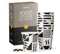 MAQA - 1000 Bicchierini Caffè Carta, 120ml COMPOSTABILI PER ESPRESSI MACCHIATI - Bicchieri Caffe Monouso Ecologici, Resistenti al Calore, Riciclabili, Ideali per Espresso, Casa, Eventi e Ufficio