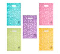 MAQA 100pz Sacchetti plastica con manici 20x30 cm, sacchetti regalo colorati con fiori, buste plastica shopper