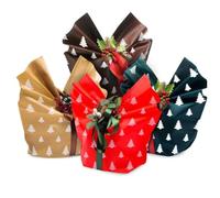 MAQA 12pz Shopper per panettoni in TNT 40+22X42 cm, Porta panettoni Natale, Buste porta panettoni e torte con manico