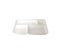MAQA 20 pz Vassoio Piatto in polpa di cellulosa, Vassoio 4 scoparti 37x27 cm, Vassoi piatti biodegradabili compostabili 100%, Vassoi monouso bio