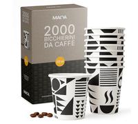 MAQA - 2000 Bicchierini Caffè Carta, 120ml COMPOSTABILI PER ESPRESSI MACCHIATI - Bicchieri Caffe Monouso Ecologici, Resistenti al Calore, Riciclabili, Ideali per Espresso, Casa, Eventi e Ufficio