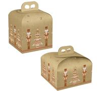 MAQA 5 pz Portapanettone Natalizio Alto e Basso, Scatola per panettone Tema schiaccianoci, Scatola Porta panettone e Torte con Manici 200x200x180 mm