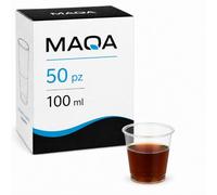 MAQA 50 Bicchieri Cocktail Trasparenti Rigidi Riciclabili | Bicchieri Kristal per Digestivi, Limoncello, Amari, Feste, Bar, Catering e Asporto, Bevande Calde e Fredde, 100 ML