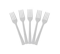 MAQA 50 pz Forchettine finger food bianche, mini forchettine aperitivo 10 cm, Forchettine a 3 punte