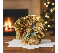 Maqa Carta per Panettone Natale Oro Ø98 cm - Confezione da 10 Cerchi Perlati Resistenti, Riciclabili, Made in Italy, Packaging Elegante con Scritte Festive