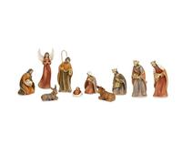 MAQA Set 10 statuine presepe Natale, statuette per presepe colorate e decorate in poliresina natività, Statue per presepe natalizio