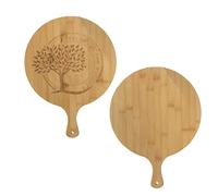 MAQA Tagliere Rotondo in Legno, D 20-30 cm, con Manico, Ideale per Aperitivi e Pizza