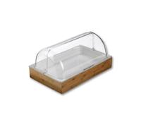 MAQA Vassoio ed Espositore in Bamboo con Coperchio - Elegante Contenitore Multiuso 53x32 cm per Pane, Sushi, Buffet, Cucina, Organizer Portaoggetti, Svuotatasche e Accessori da Tavolo