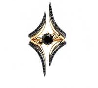 MAQAFEZ Anello da donna in argento Sterling 925 da 1 ct, stile gotico, per | Gioielli in stile Art Deco placcati in oro 18 carati, bicolore, regalo unico per matrimonio, Halloween, anniversario