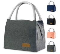 MAQDDO 1 borsa termica for il pranzo for donne e uomini, a prova di perdite, for trasporto alimenti, for al lavoro, mantiene freddo caldo, isolata con cerniera per Pranzo(Grey)