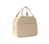 MAQDDO 1 borsa termica riutilizzabile Bento isolata con ricamo, for il pranzo portatile in velluto a coste for andare a scuola/viaggi di lavoro per Pranzo(Khaki)