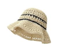 MAQDDO 1 Pz Estate Cappello della Benna di Paglia da Viaggio Versatile Protezione Solare A Tesa Larga Cappelli delle Donne Spiaggia alla Moda Traspirante Parasole Esterno cap per Viaggio(Color 2)