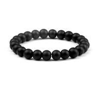 MAQDDO 2 pezzi Bracciale uomo 6/8/10mm Lucido opaco Onice Agate Perline rotonde Gioielli yoga Bracciali for donna per Decorazione(17cm,8mm Matte Black)