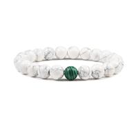 MAQDDO 2 pezzi braccialetti di pietra coppia perline distanza roccia braccialetto elastico con ciondolo a filo gioielli da uomo per Decorazione(19cm,Malachite)