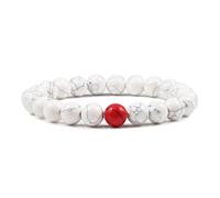 MAQDDO 2 pezzi braccialetti di pietra coppia perline distanza roccia braccialetto elastico con ciondolo a filo gioielli da uomo per Decorazione(17cm,Red)