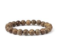 MAQDDO 2 pezzi Braccialetto di perline legno Rosario tibetano Buddha Braccialetti fatti a mano Uomo e donna Yoga Meditazione Preghiera Gioielli Regali per Decorazione(19cm,Wooden-8mm)