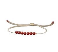 MAQDDO 2 pezzi Braccialetto di perline Unisex regolabile Chakra Ossidiana Occhi tigre Pietra Braslet Coppia Catena per Decorazione(Red)