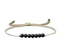 MAQDDO 2 pezzi Braccialetto di perline Unisex regolabile Chakra Ossidiana Occhi tigre Pietra Braslet Coppia Catena per Decorazione(Black)