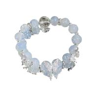 MAQDDO 2 pezzi di braccialetto perline con ciondolo cristallo for le donne, braccialetti a catena dolci, regali for fidanzate per Decorazione(Blue)