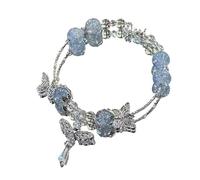 MAQDDO 2 pezzi di braccialetto perline con ciondolo cristallo for le donne, braccialetti a catena dolci, regali for fidanzate per Decorazione(Style O)